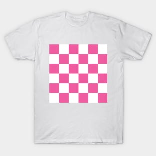 Deep pink and white checkerboard print T-Shirt